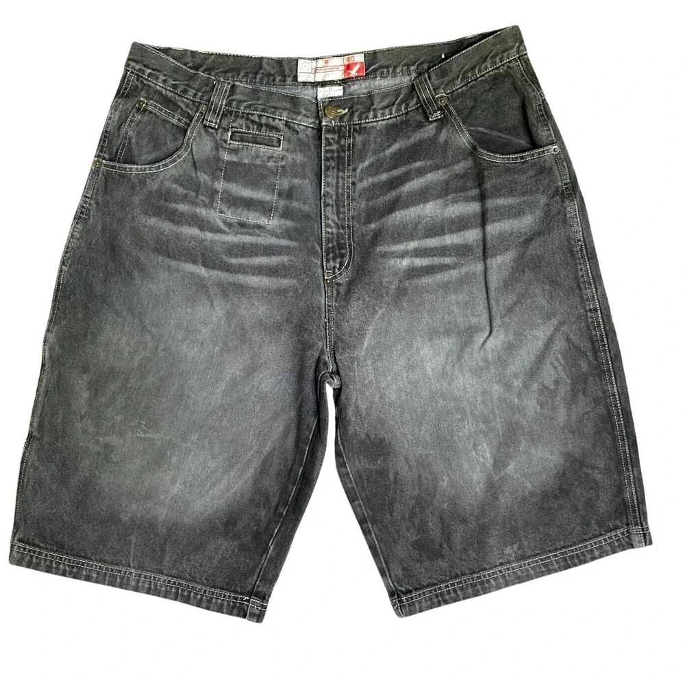 VTG Godbody Streetgear Baggy Jorts Cargo Mens 40 4040 Hip Hop Black Denim 40X13